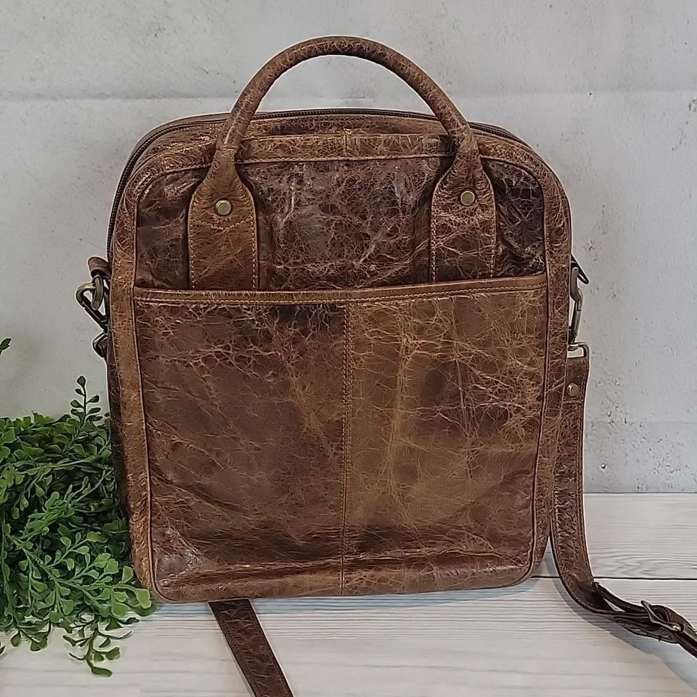 Coronado Leather field crossbody travel bag Buffalo brown leather- vintage 90s